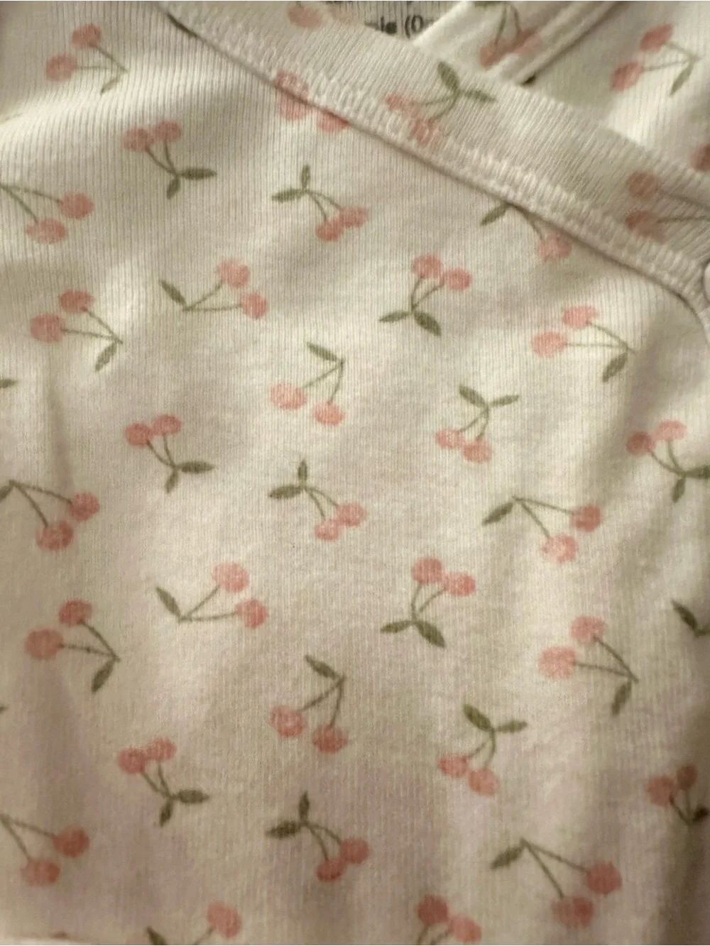 Carter's White Two-Piece Footie Set with Pink Cherry Motif